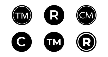Trademark and copyright symbols in modern circular design