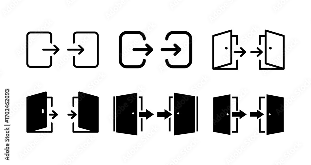 Poster minimalist arrow icons for enter and exit doorways
