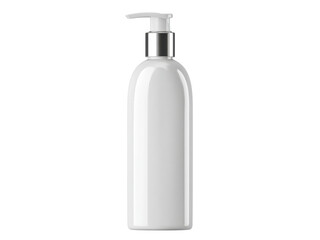 White pump dispenser bottle with silver accents liquid lotion, Isolated On Png Transparent Background