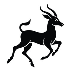 Illustration of a gazelle isolated on white background in black silhouette