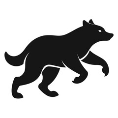 Silhouette of a wolf leaping forward isolated on white background