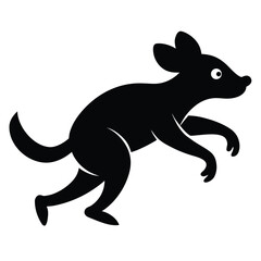 Silhouette of a kangaroo jumping isolated on white background, cute and agile