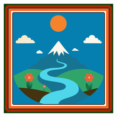 Fototapeta premium Vector art illustration of a beautiful landscape