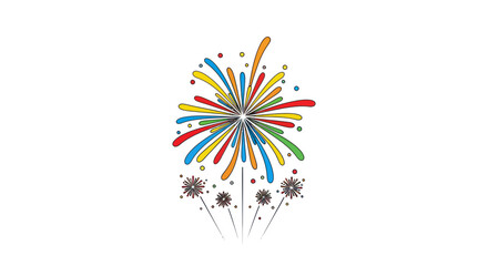 Colorful Fireworks Display against White Background.