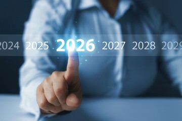 Future year 2026,choice of direction for success,corporate vision with innovation and growth,business planning for investment strategy,market progress and financial goals