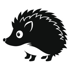 Illustration of a hedgehog isolated on white background in black and white
