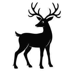 Illustration of a deer isolated on white background, standing and looking to the side