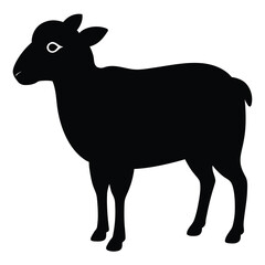 Silhouette of a black sheep standing isolated on white background