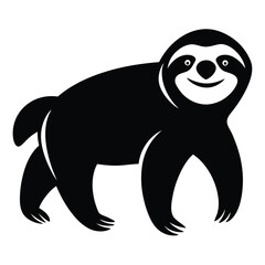 Silhouette of a sloth walking isolated on white background