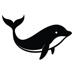 Illustration of a dolphin swimming isolated on white background with simple design