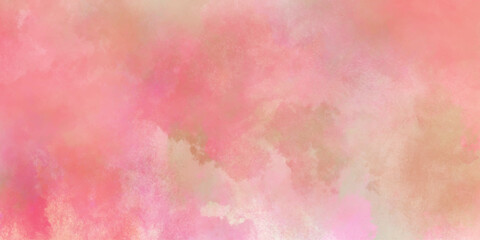 Abstract colorful watercolor drawing on a paper image, with puffy clouds in bright rainbow colors of pink blue yellow orange and purple, fantasy smooth light pink watercolor painted background. © world war 5