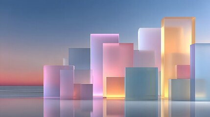 Abstract Crystal Cubes: Modern Glass Architecture Design