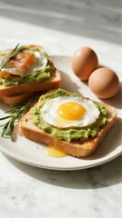 Avocado toast with fried egg