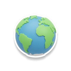 Naklejka premium 3D cartoon Earth planet isolated sticker on white background