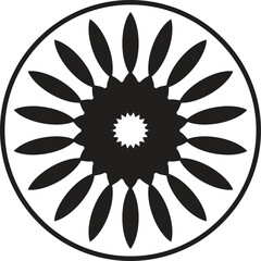 Elegant Black and White pointed petals or leaves Mandala Design