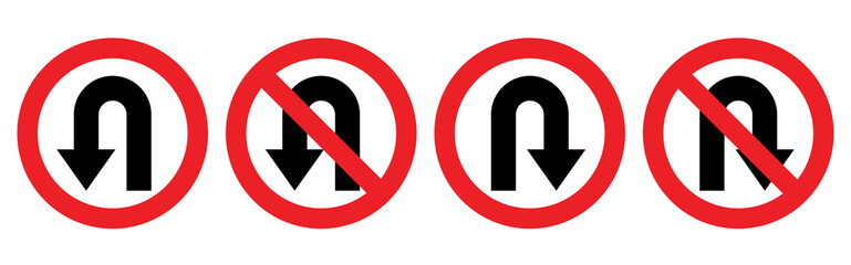 U-Turn Right and Left Traffic Road Icon, Png