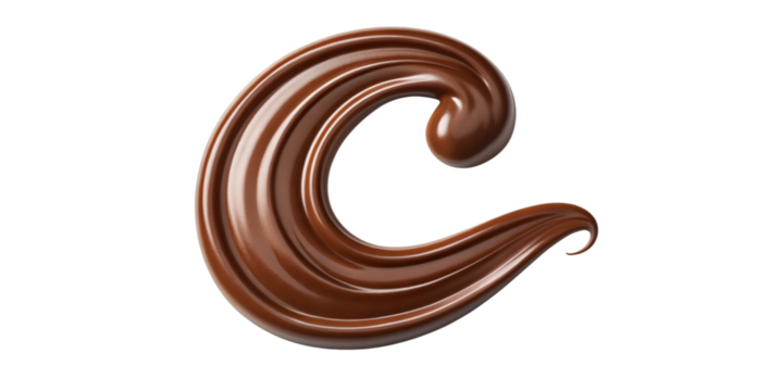 Glossy Melted Chocolate Letter 'C' on Transparent Background
Smooth Swirl of Liquid Chocolate Forming the Letter C