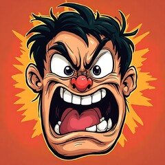 Angry Man Screaming Loudly with Furious Expression on Orange Background