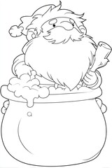 Cartoon santa in pot illustration