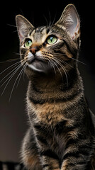 Obraz premium Close Up Portrait Of A Tabby Cat With Green Eyes