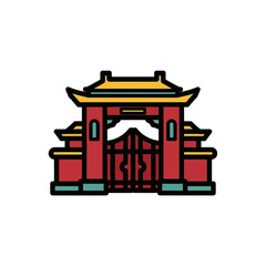 Asian architecture stands stylized entrance cultural site details