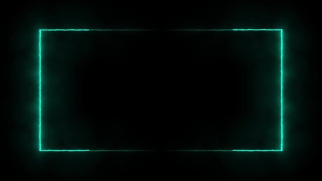 Animation of glowing neon rectangles abstract background. abstract glowing vapor cyan neon rectangle border frame. 4k animated on black background