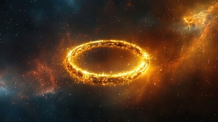 Cosmic Ring: A Celestial Fire Ring in Nebula