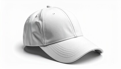 Fototapeta premium White baseball cap vector illustration of a blank sport headwear object