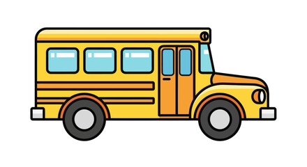 Classic Yellow School Bus Cartoon Illustration.