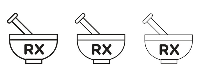 RX icon, outline sign, linear symbols