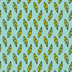 Colorful Doodle Leaf Seamless Pattern – Modern Nature Inspired Textile Design