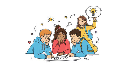 Group of Students Collaborating on a Creative Project.