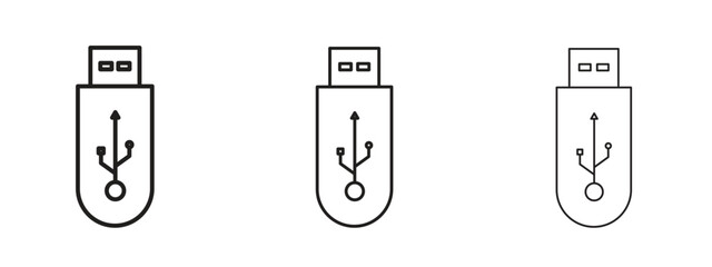 USB icon, outline sign, linear symbols