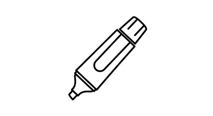 Simple Line Drawing of a Highlighter Marker.