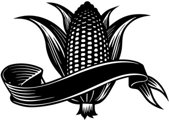Corn Stalk Silhouette Tied with Ribbon, Harvest Thanksgiving SVG