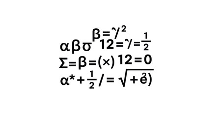 Mathematical Equations and Symbols in White.