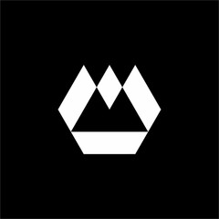 An elegant, geometric "M" logo with a futuristic twist. The clever use of negative space creates a modern and minimalist design, ideal for tech and luxury brands.