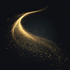 Golden Glittering Swirl on Dark Background