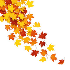 Autumn Leaves Falling Seamless Pattern Background - Vibrant Yellow, Orange, and Red Maple Leaves on White
