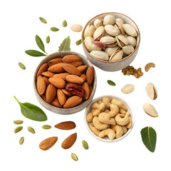 Delicious Mixed Nuts & Snacks: Cashews, Pistachios, & Spicy Bites - Perfect for Snacking on transparent background