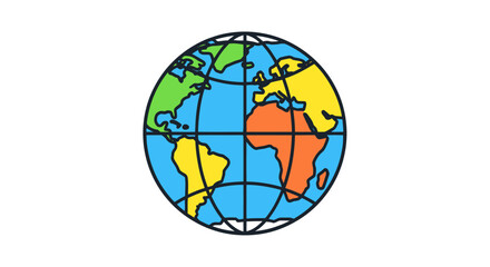 Stylized Globe with Continents in Vibrant Colors.