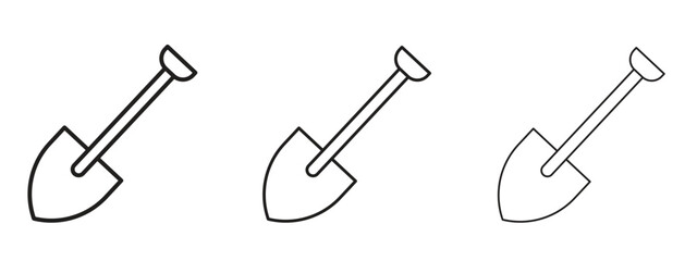 Shovel icon, outline sign, linear symbols