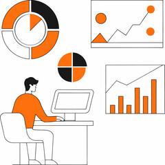 Data Analysis Visualizations: A Detailed Vector Illustration for Professional Use, Data-Driven Insights: Comprehensive Vector Design for Modern Business Applications
