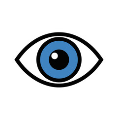 Stylized eye gazes forward over bright background watching closely