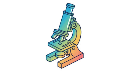 Colorful Isometric Illustration of a Scientific Microscope.