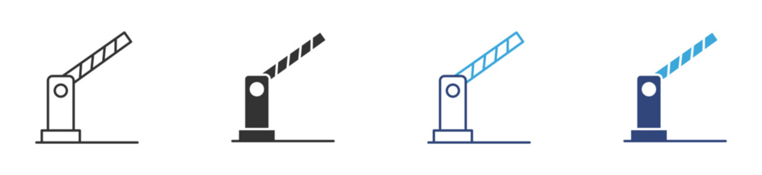 parking lot barrier gate icon set, car parking barrier gate flat icon vector illustration 