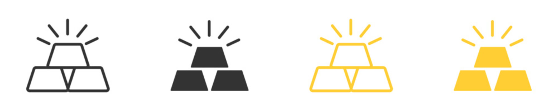 Gold bar icon set, gold bullion icon. wealth icon. Golden ingot vector illustration 