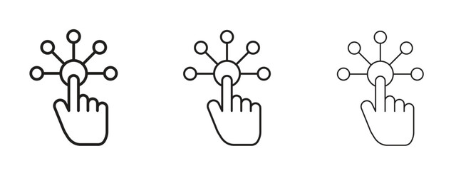 Interaction icon, outline sign, linear symbols