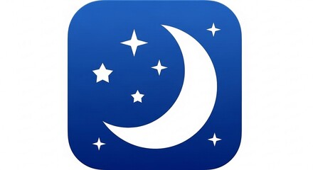 Moon & Stars Night Mode App Icon — Lunar Nighttime Symbol for Sleep Trackers, Astronomy & Night Mode UIs
