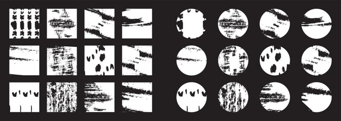 Black grunge textured background vector. Circular Brush Stroke Set. Black paint backgrounds and splatters. Grunge design elements. Grunge backgrounds. 